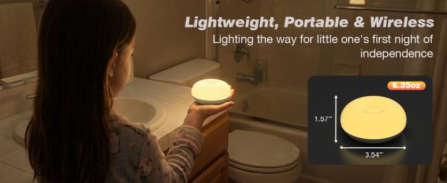 Night light demonstrating dimmable touch control feature