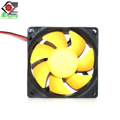 China 80x80x25mm 48V PC Cabinet Cooling Fan Low Noise With Yellow Blade for sale
