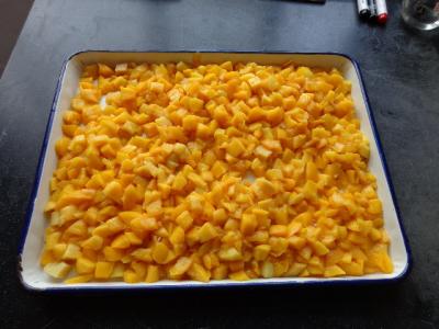 China Irregular Canned Diced Peaches / Canned Peach Dices In Syrup For Pies for sale