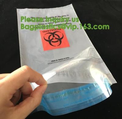 China Bio-Medical Hazardous Waste bag, Bio-Hazard Specimen pouch Printed Medical Mart, Biological Waste Management for sale