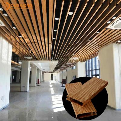 China Wood Look Aluminum Profile Plank Decorative Suspended Metal False Ceiling for Shopping Mall for sale