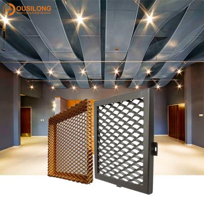 China Commercial Building Decorated Materials Silver White Metal Mesh Wall Ceiling Panel With Frame for sale