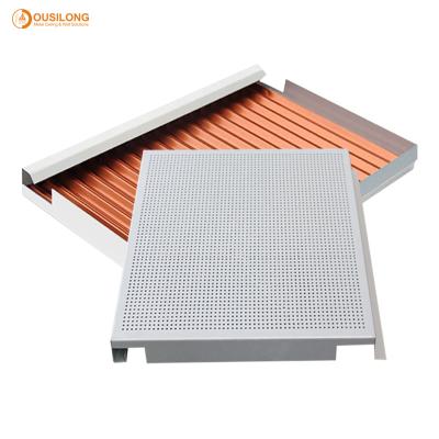 China Perforated suspended Commercial metal Ceiling Tiles Hook on / E shaped ceiling tiles 2x4 for sale