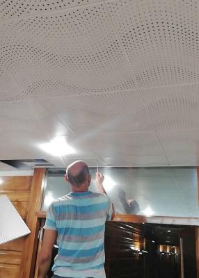 China CE Acoustic Ceiling Tiles White Color Wave Perforation Aluminium Clip In Ceiling For Hotel for sale