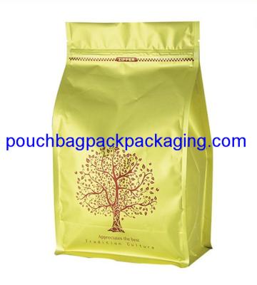 China Flat bottom zipper coffee bag, stand up bottom coffee pack bag with zip lock for sale
