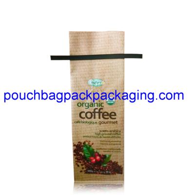 China Kraft aluminium foil bag pack for coffee packaging with tin line for sale