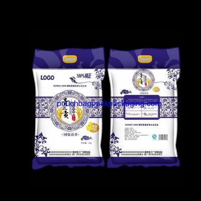 China Custom rice bag pack with small handle, high quality plastic bag for packaging 4KG rice for sale