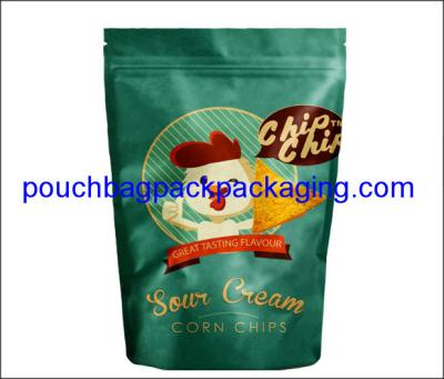 China Stand up foil pouch with zip lock for Snow cream corn chips, aluminium doypack for chips for sale