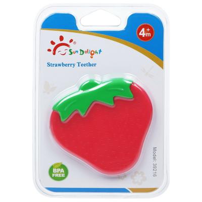 China BPA Free 3 Month Strawberry Rubber Baby Silicone Teether for sale
