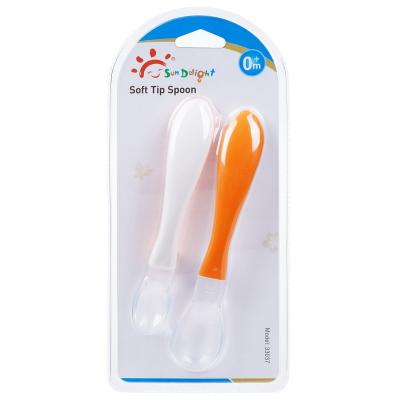 China Tip Color Change Orange PP Soft Baby Silicone Spoon for sale