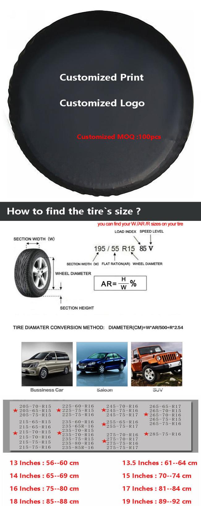 Wholesale customized printing durable spare tire cover plastic pajero spare tire cover