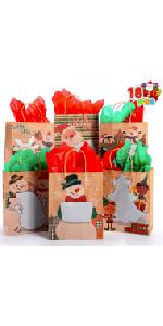 18 PCS Christmas Kraft Gift Bags