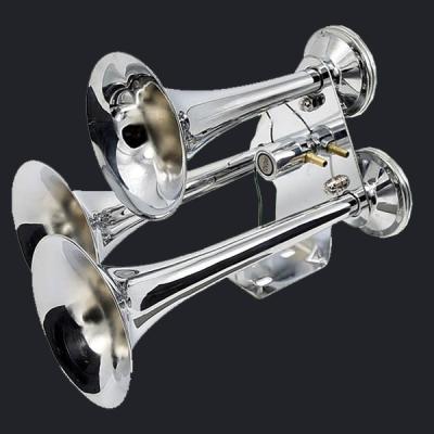 China 12/24V loud sound big train air horn  Three Trumpet Chrome Air Horn  (HS-1023TC) for sale