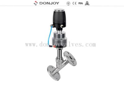 China Steam 2 Position Sanitary PN16 Flange Angle Seat Valve with control head for sale
