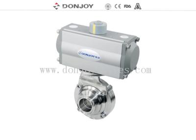 China DN50 Horizontal Actuator Pneumatic  butterfly ball valve  with clamped connection for sale
