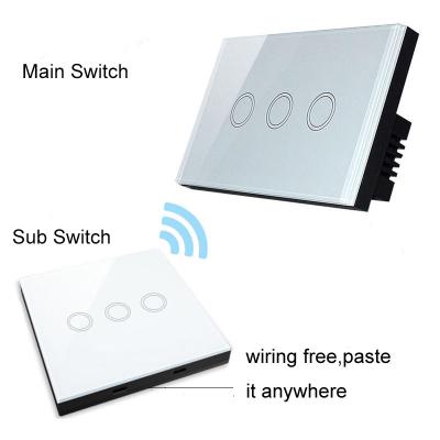 China Glomarket Tuya Wifi 1/2/3 Gang Multi Way Smart Wall Glass Panel Touch Electrical Wireless Switch For Home Automation à venda