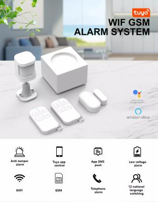 China Glomarket Smart Tuya WIFI+GSM Sistema de Alarme de Segurança Doméstica Inteligente Alarme de Assaltante de Segurança Sistema de Detecção de Fumaça de Incêndio à venda