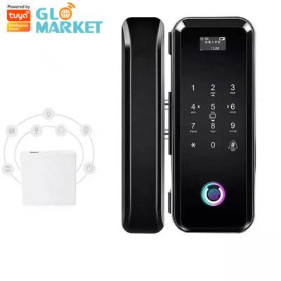 China Smart Tuya Wifi Glass Intelligent Door Lock Fingerprint Digital Keyboard Password Lock for sale