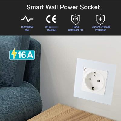 China EU Standard 16A Smart Plug Socket 2.4GHz Wifi Wall Outlet Google Alexa App for sale