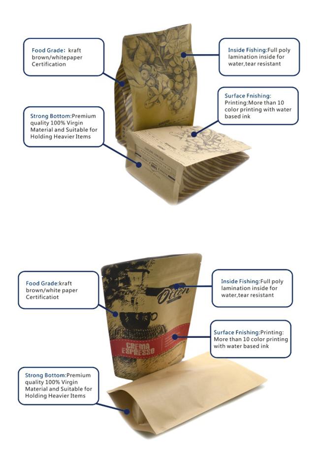 Zipper Top Matt Laminated kraft paper Package Bag smell proof bag for food packaging