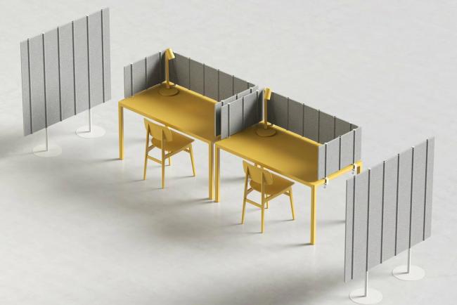 PET Felt Acoustic Desk Divider in office setting