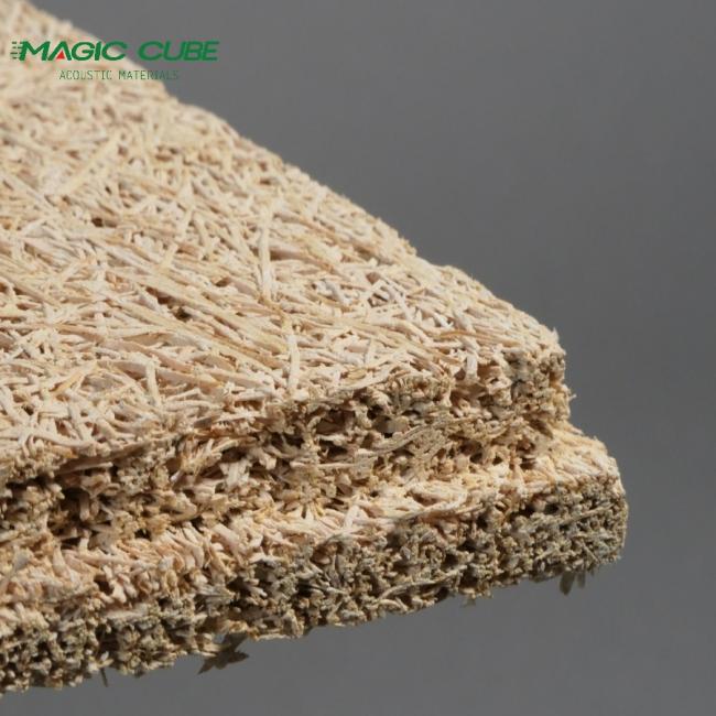 Custom shaped wood wool acoustic panels
