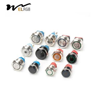 China 19mm 22mm Metal Push Button Switch 12mm 16mm Illuminated Momentary Switch for sale