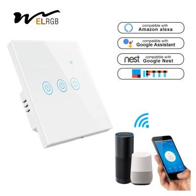 China WiFi RF433 3 Gang Touch Switch 10A Three Gang Smart Light Switch for sale