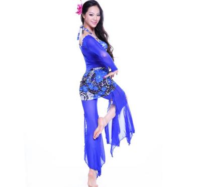 Китай Уникально костюмы представления танцульки живота шнурка сетки с воротом v, флористической печатью продается