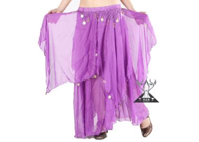China Dos faldas de la danza del vientre de la pendiente de la capa con la moneda que cuelga los trajes de la bailarina de la danza del vientre del OEM en venta