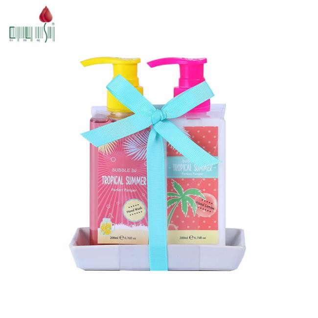 Ceramics Tray packing natural hotel 200ml hand wash and lotion set for gift