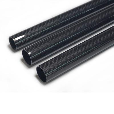 China - Fibra Ros do carbono - tubos lustrosos pretos do carbono - tubos puros de grande resistência de pouco peso da fibra do carbono à venda