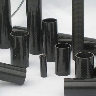 China Custom 3K Plain Roll Wrapped Black Carbon Fiber Tube Lightweight for sale