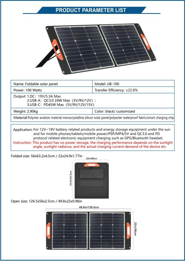 100% Collapsible Waterproof Solar Portable Solar Charger Made From Sunlight
