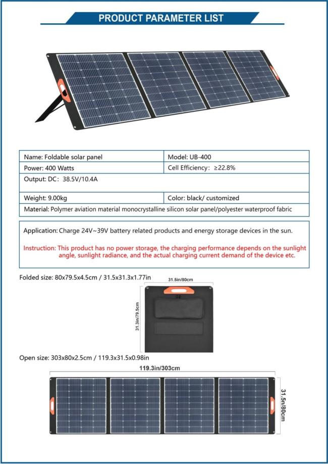Portable Solar Panel Photovoltaic Module Panel for Energy Storage System