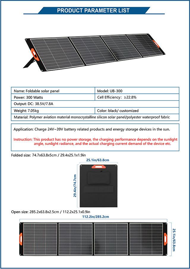 Flexible Foldable Polycrystalline Silicon Solar Panel 300W PV Module Solar Cell System