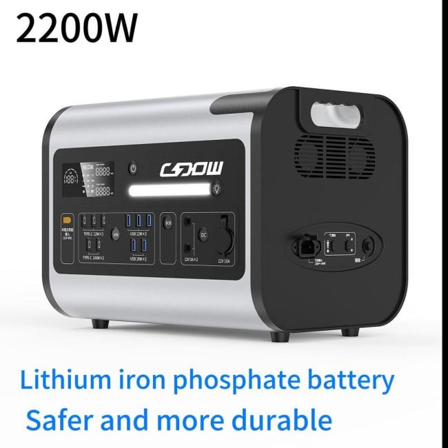 Solar Generator for Household Appliances Backup 2200W Rechargeable Portable Power Supply for Travel