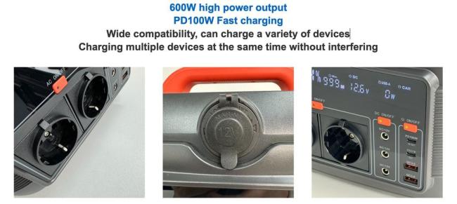 600W Outdoor Camping LCD Display Portable Power Station