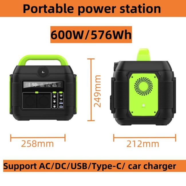 110V 230V Portable Backup Power 600W Battery Backup Solar Generator Outdoor Camping Emergency Power Station