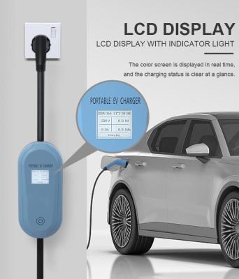China Adjustable Portable Electric Vehicle Charger 220V 16A 3.5kw LCD Indicator Light for sale