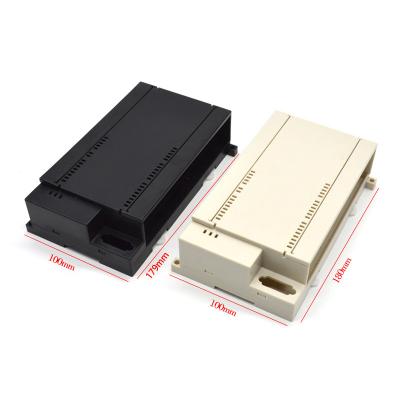 China Black Plastic PLC Din Rail Enclosures 179*100*48mm For Relay PCB Electronics Housing for sale
