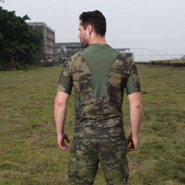 Camouflage tactical shirt front view showing design and fit