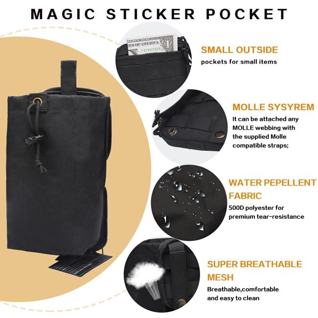 Tactical magazine pouch front view showing MOLLE webbing and main compartment