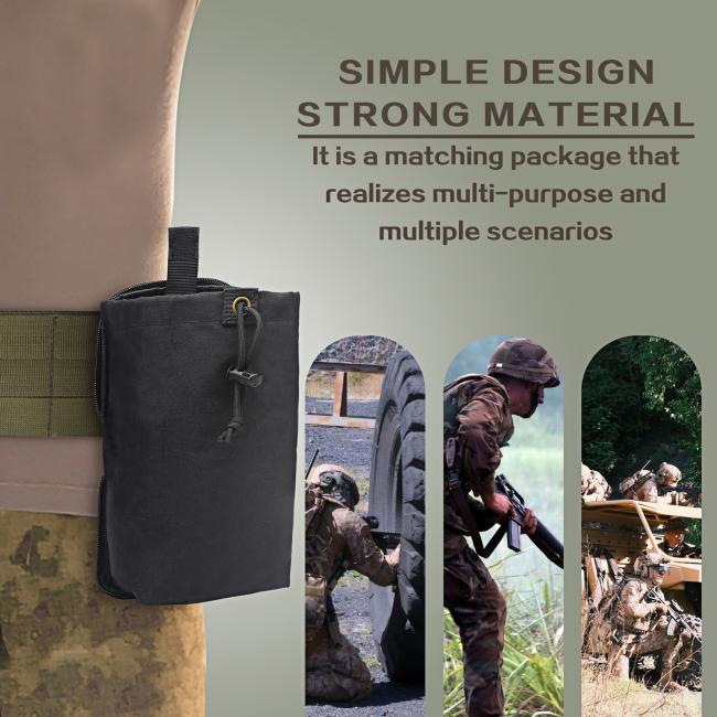 Tactical magazine pouch side view displaying adjustable straps and belt attachment