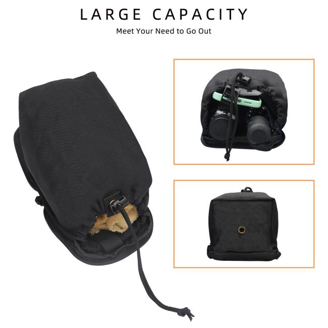 Tactical magazine pouch with additional gear attached via MOLLE system