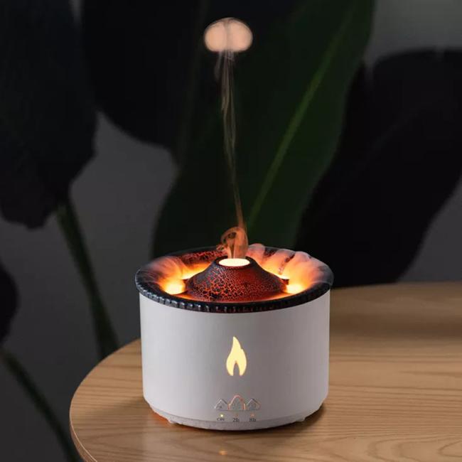 OEM CE ROHS electric nano mist ultrasonic 360ml essential oils air humidifier 3D fire flame volcanic flame aroma diffuser