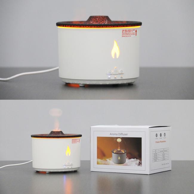 OEM CE ROHS electric nano mist ultrasonic 360ml essential oils air humidifier 3D fire flame volcanic flame aroma diffuser