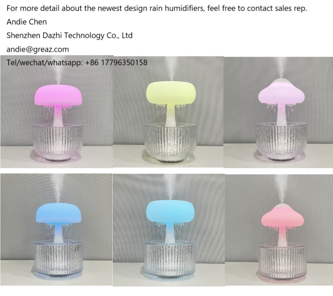 Customize Crisp Water Drip Sound Cloud Raindrop Humidifier Adjustable Water Flow Speed 7 Color Light Rain Frop Cloud Humidifier