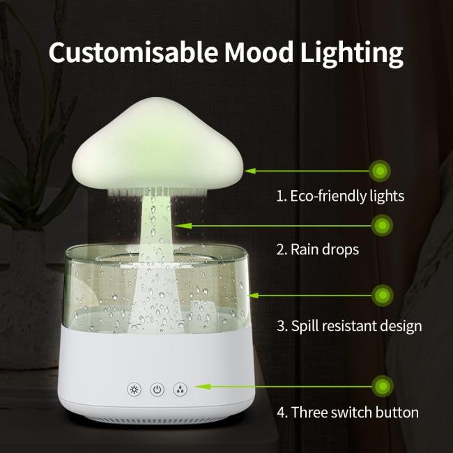 2023 Xmas New Tree Cloud Water Rain Drop Aromatherapy Essential Oil Diffuser Cloud Night Light Diffuser Rain Cloud Humidifier
