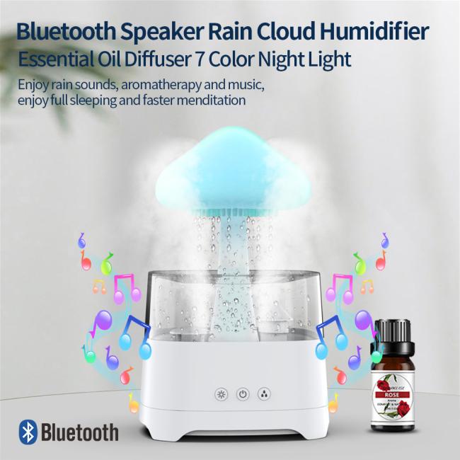 2023 New Essential Oils Smart Speaker Humidifier Water Drop White Noise Cloud Rainy Humidifier For Office